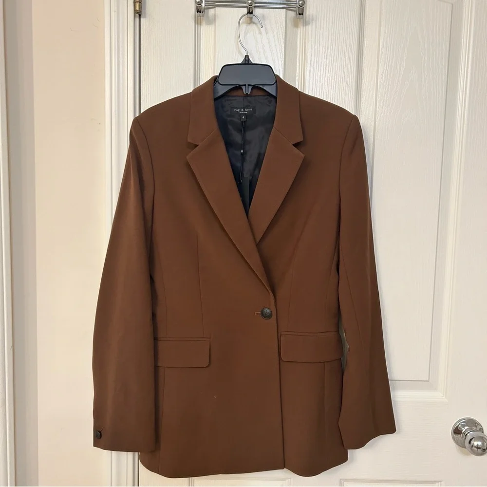 rag & bone Roxanne Wool Blend Blazer in Dark Brown Size 4 - Picture 8 of 11